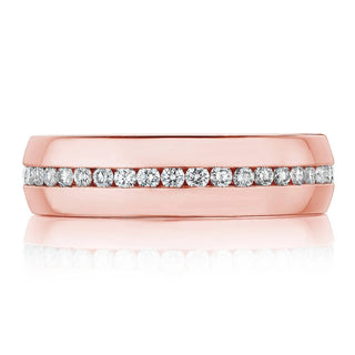Channel Set Diamond in High Polish Finish Wedding Band
