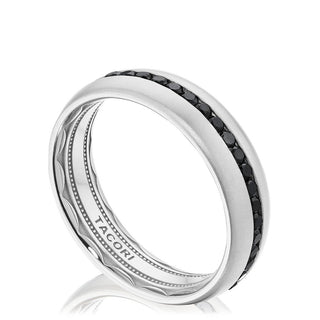Channel Set Black Diamond in Satin Finish Wedding Band