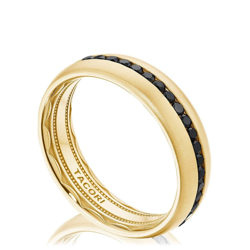 Channel Set Black Diamond in Satin Finish Wedding Band