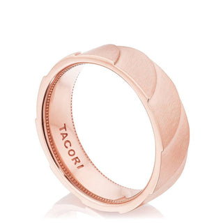 Geometric Crescent in Satin Finish Wedding Band