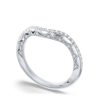 French Pavé Diamond Contour Wedding Band