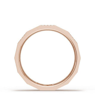 Diamond Faceted - Partial Coverage Wedding Band in High Polish  - 4mm