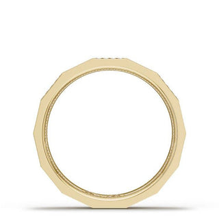 Diamond Faceted - Partial Coverage Wedding Band in High Polish  - 4mm