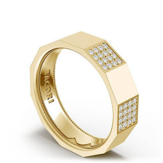 Diamond Faceted - Partial Coverage Wedding Band in High Polish  - 6mm