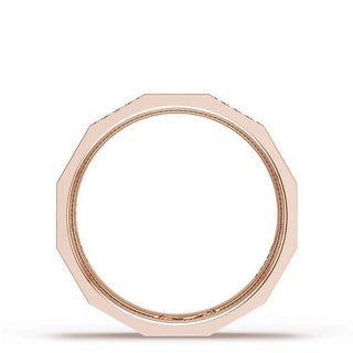 Diamond Faceted - Partial Coverage Wedding Band in Satin Finish  - 6mm