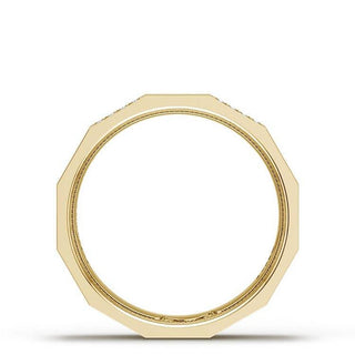 Diamond Faceted - Partial Coverage Wedding Band in Satin Finish  - 6mm