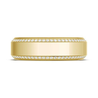 Bevel Edge Diamond Wedding Band in High Polish - 7mm