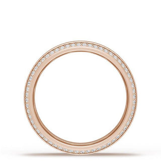 Bevel Edge Diamond Wedding Band in Brushed Finish - 7mm