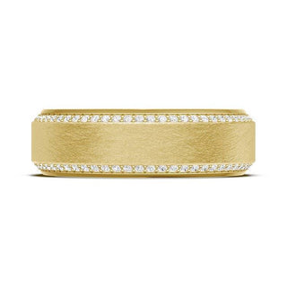 Bevel Edge Diamond Wedding Band in Brushed Finish - 7mm