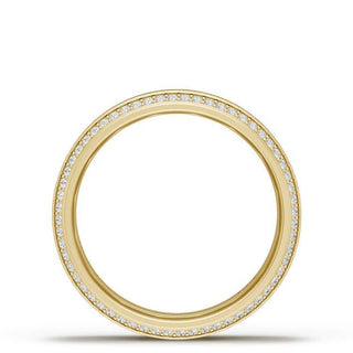 Bevel Edge Diamond Wedding Band in Brushed Finish - 7mm