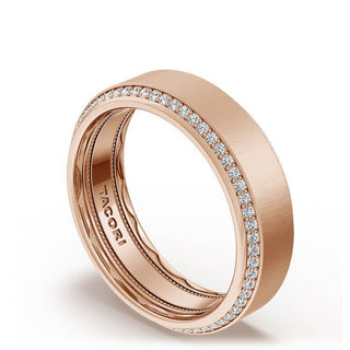 Bevel Edge Diamond Wedding Band in Satin Finish - 7mm