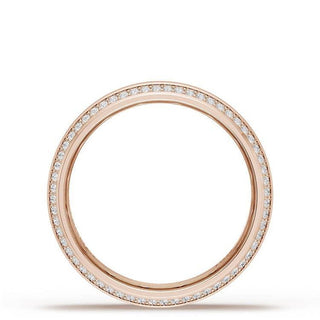 Bevel Edge Diamond Wedding Band in Satin Finish - 7mm