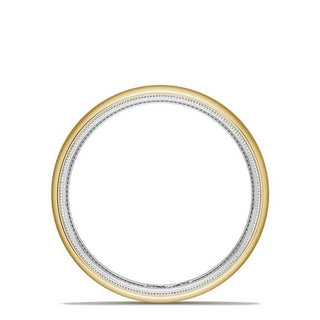 Classic Two-Tone Rounded Wedding Band in Satin Finish