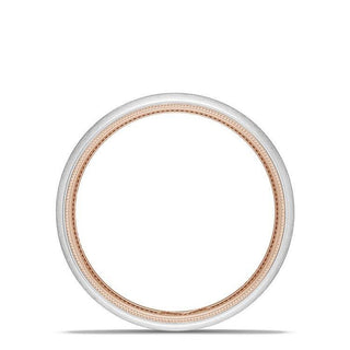 Classic Two-Tone Rounded Wedding Band in Brushed Finish