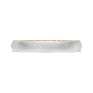Classic Two-Tone Rounded Wedding Band in Brushed Finish