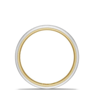 Classic Two-Tone Rounded Wedding Band in Brushed Finish