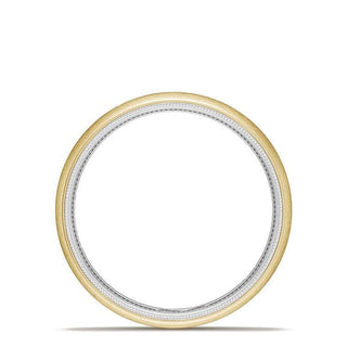 Classic Two-Tone Rounded Wedding Band in Brushed Finish