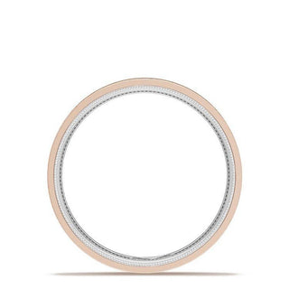 Classic Two-Tone Flat Wedding Band in Brushed Finish