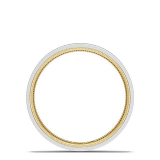 Classic Two-Tone Flat Wedding Band in Brushed Finish