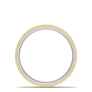 Classic Two-Tone Flat Wedding Band in Brushed Finish