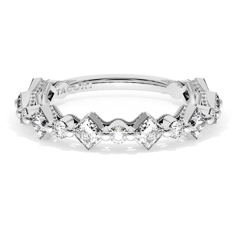 Carré and Round Diamond Wedding Band, 4.00mm