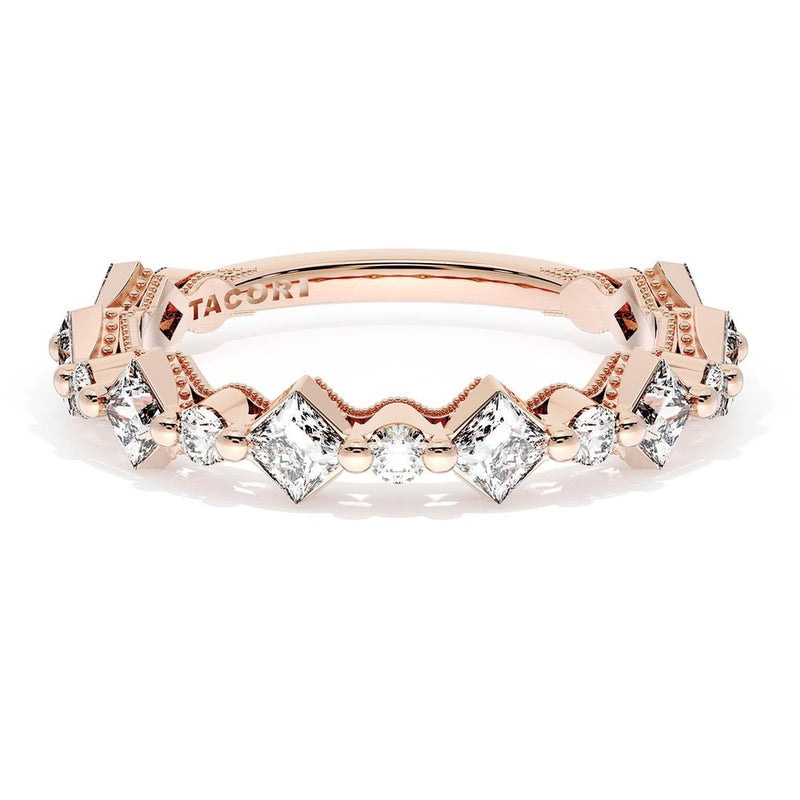 Carré and Round Diamond Wedding Band, 4.00mm