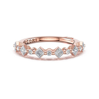Carré and Round Diamond Wedding Band, 3.70mm