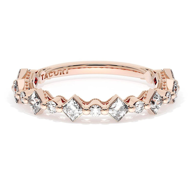 Carré and Round Diamond Wedding Band, 3.70mm