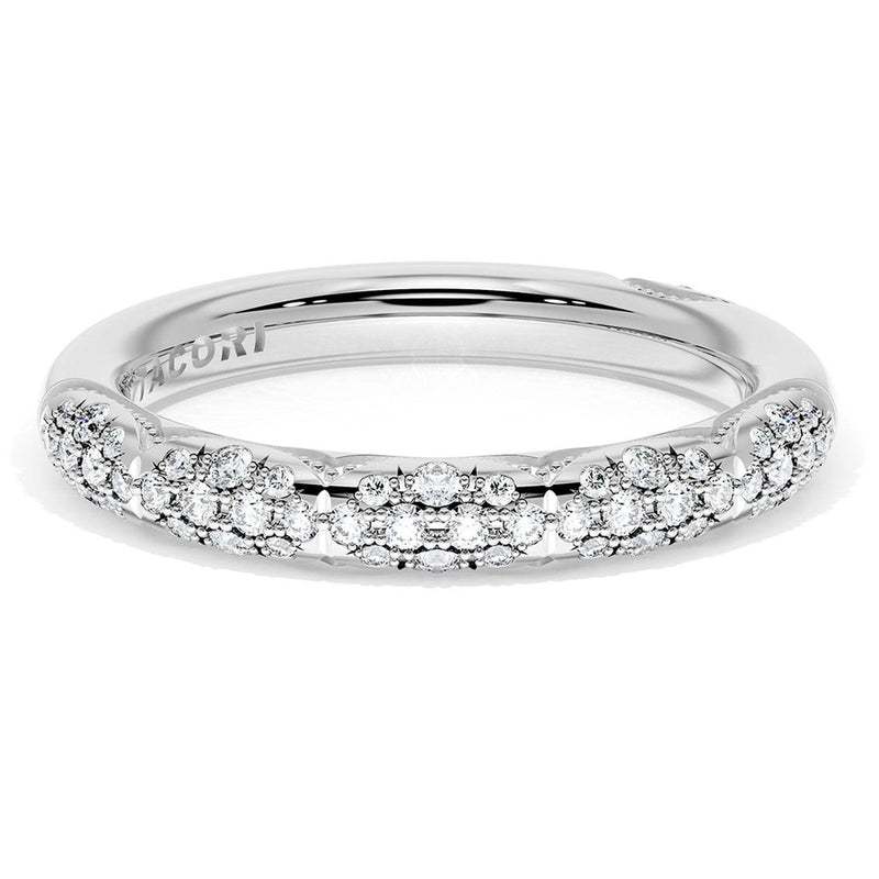 French Pavé Diamond Wedding Band, 3mm