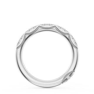 French Pavé Diamond Wedding Band, 4mm