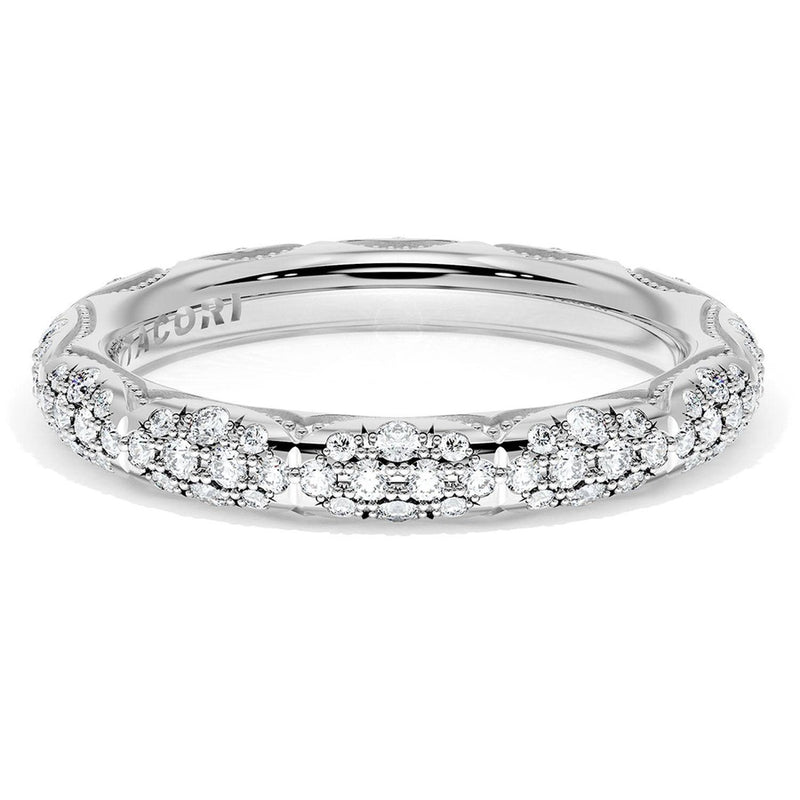French Pavé Diamond Wedding Band, 3mm