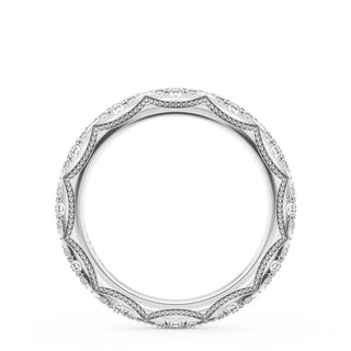 French Pavé Diamond Wedding Band, 4mm