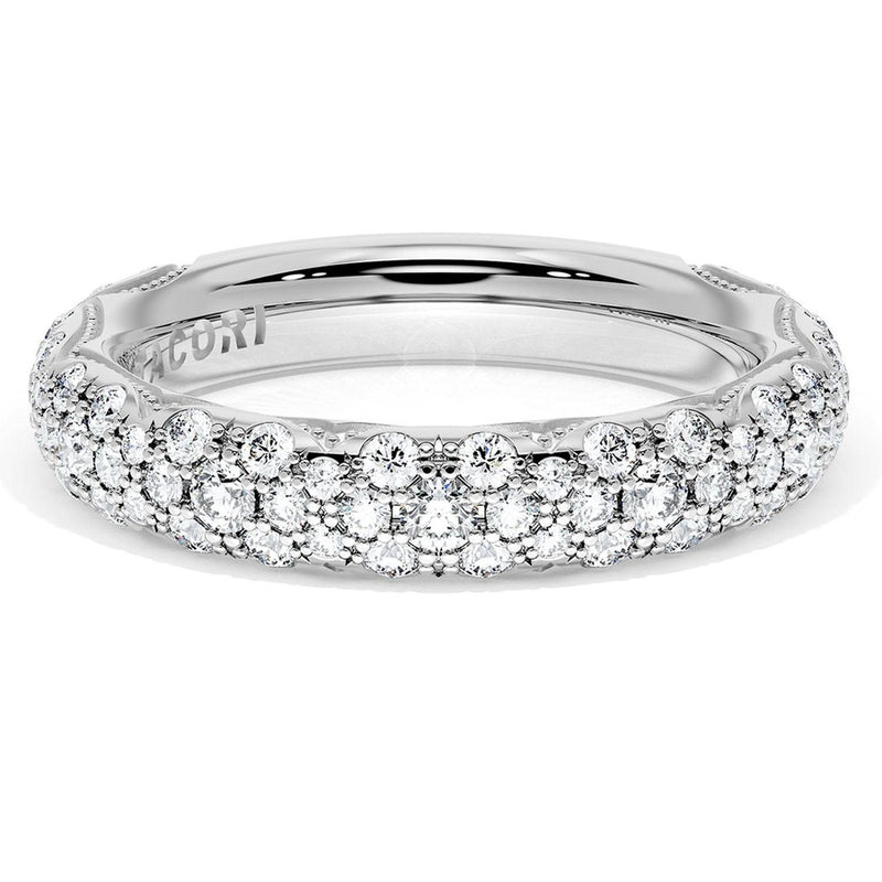 French Pavé Diamond Wedding Band, 4mm