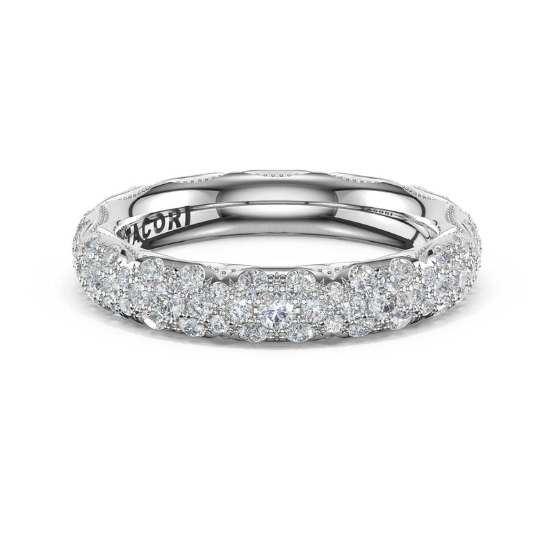 French Pavé Diamond Wedding Band, 4mm