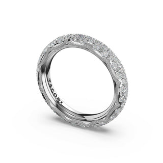 French Pavé Diamond Wedding Band, 4mm