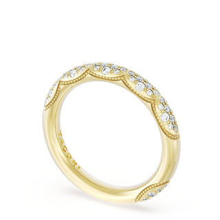 French Pavé Diamond Wedding Band, 4mm