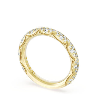 French Pavé Diamond Wedding Band, 4mm