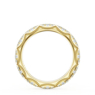 French Pavé Diamond Wedding Band, 4mm