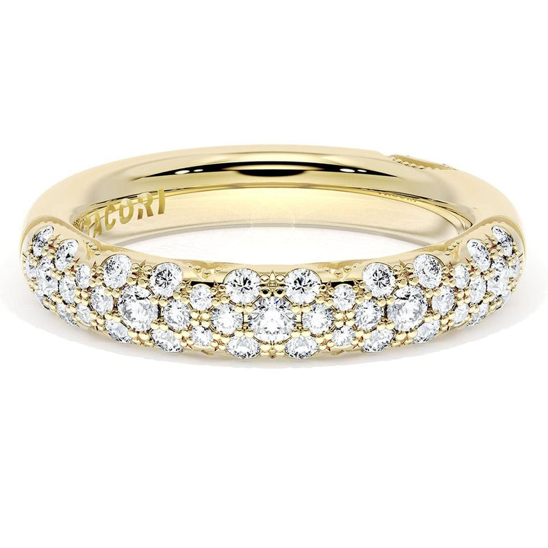 French Pavé Diamond Wedding Band, 4mm