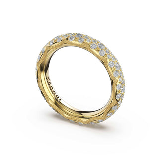 French Pavé Diamond Wedding Band, 4mm