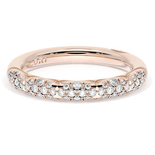 French Pavé Diamond Wedding Band, 4mm