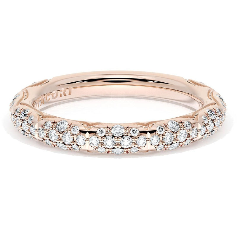 French Pavé Diamond Wedding Band, 3mm