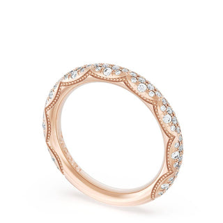French Pavé Diamond Wedding Band, 4mm