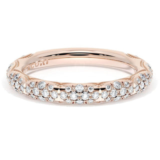 French Pavé Diamond Wedding Band, 4mm