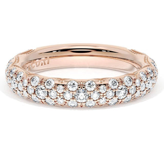 French Pavé Diamond Wedding Band, 4mm