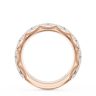 French Pavé Diamond Wedding Band, 4mm