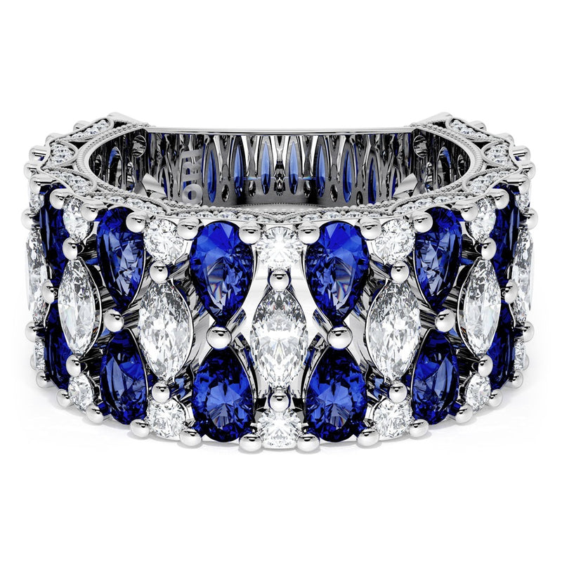 Marquise and Pear Blue Sapphire Mosaic Band