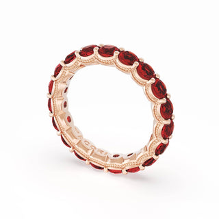 Round Cut Ruby Eternity Band in 14kt Rose Gold
