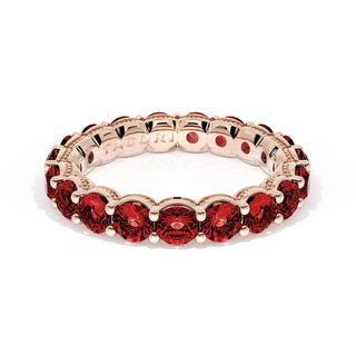 Round Cut Ruby Eternity Band in 14kt Rose Gold