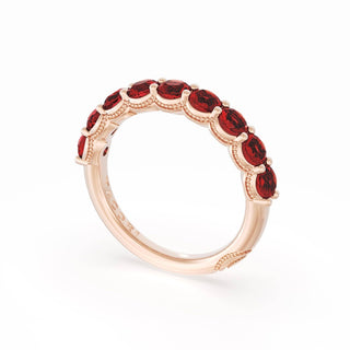 Round Cut Ruby Eternity Band in 14kt Rose Gold
